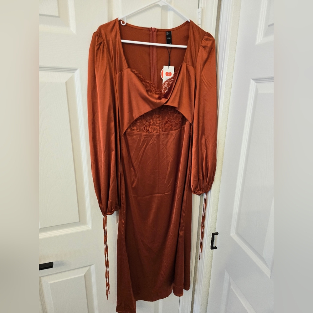 Cider Orange Dress with Elegant Lace Detail